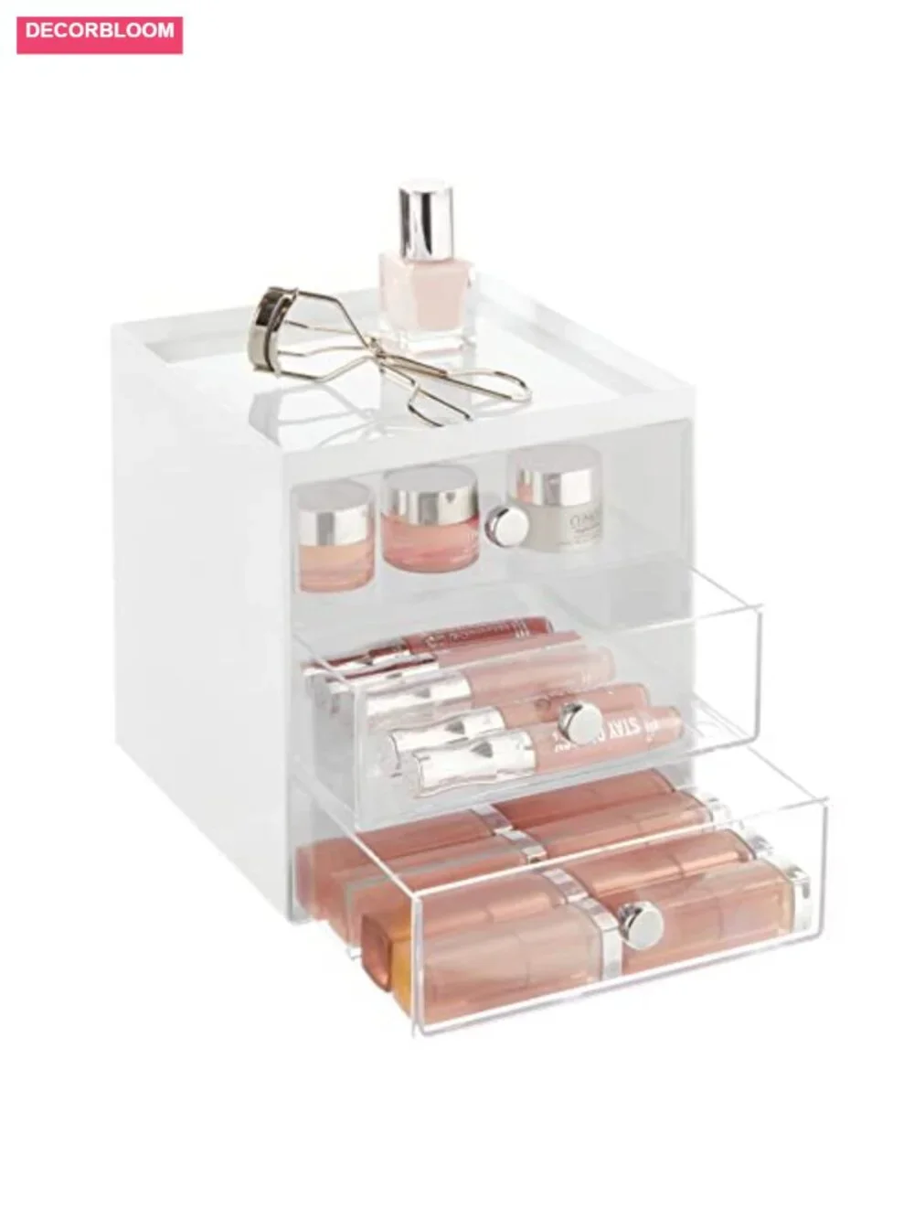 Makeup Organizer with 3 Drawers - Storage Cube for Vanity Desk